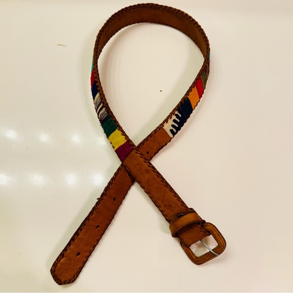 Handmade Multicolored Woven Leather Belt 32 - Picture 2 of 8